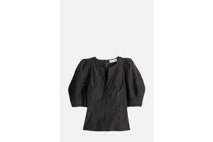 Sculpted Cropped Lantern Sleeve Top - OEM