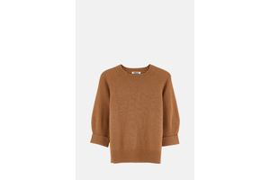 Wool Blend Crew Neck Knit with Balloon Sleeves - OEM