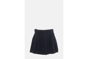Navy Stretch Corduroy Pleated Mini Skirt - OEM