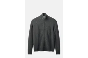 100% Wool Ribbed Zip Jacket - OEM