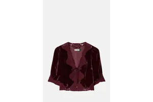 Silk Velvet Bordeaux Party Top - OEM