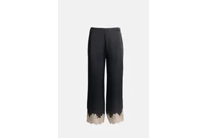 Wide Leg Satin Lace Trim Trouser - OEM