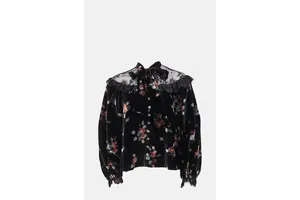 Velvet Burnout Tie Neck Top - OEM