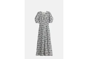 Sculpted Crinkle Lantern Sleeve Maxi Dress - OEM
