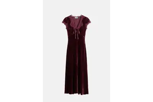 Bias Cut Velvet Empire Waist Midi Dress - OEM