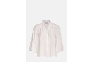 Ruffle Collar Smocked Shoulder Wide Sleeve Blouse - OEM