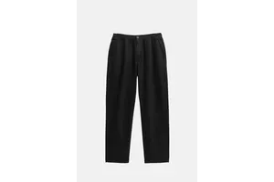 Black Organic Cotton Twill Tapered Trouser - OEM