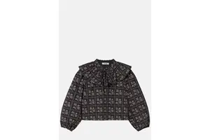 Print Cotton Blouse with Puff Sleeves - OEM