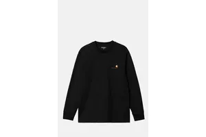 Black Long Sleeve Embroidered Organic Cotton T-Shirt - OEM