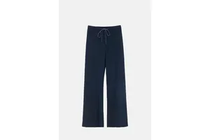 Wool Blend Wide Leg Trouser with Drawstring Waist - OEM