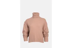 Camel Cashmere Oversized Roll Collar Jumper - OEM