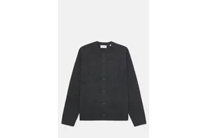 Charcoal Melange Wool Round Neck Cardigan - OEM