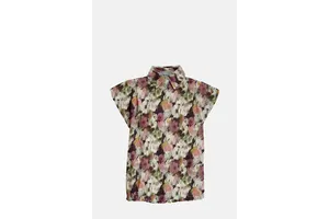 Floral Print Sleeveless Shoulder Pad Shirt - OEM