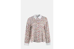 Printed Pintuck Button Down Blouse - OEM
