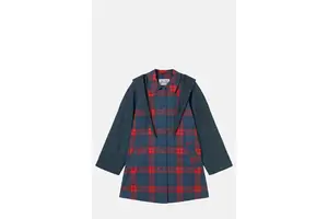 Checked Hooded Padded Cotton Trench Coat - OEM