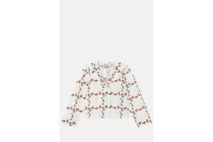 Sailor Neck Roses Grid Blouse - OEM