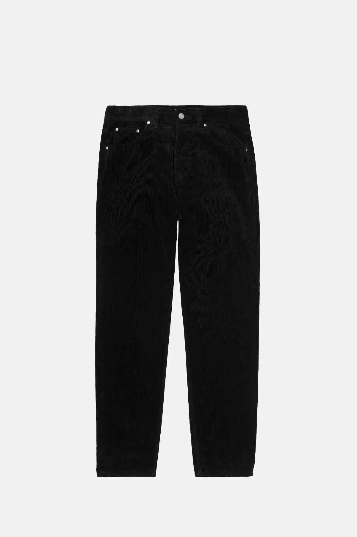 Black Cotton Corduroy Relaxed Tapered Trousers with Oversized Waist - OEM